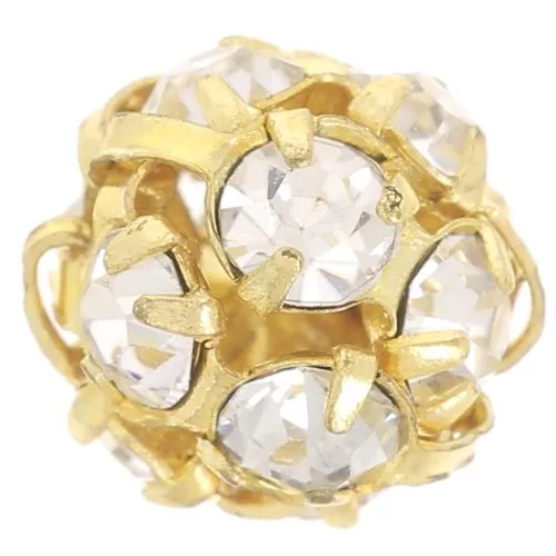 Cuenta redonda 8 mm - Dorado - Cristal x1