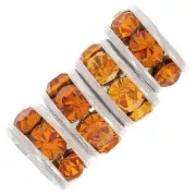Perla rondel Strass 6 mm plateado/Topaz x4