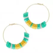 Cuentas redondas arandelas sintéticas de imitación Heishi  6 mm Granate x50g