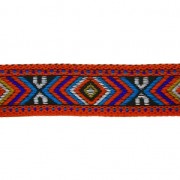 Galón fantasía étnico rombos 18 mm Rojo/Green Turquesa x50cm