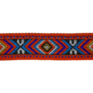 Galón fantasía étnico rombos 18 mm Rojo/Green Turquesa x50cm