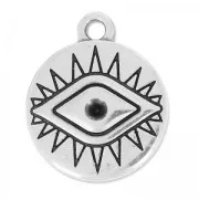 Dije ojo de la buena suerte para strass 19 mm Chapado Plateado envejecido x1