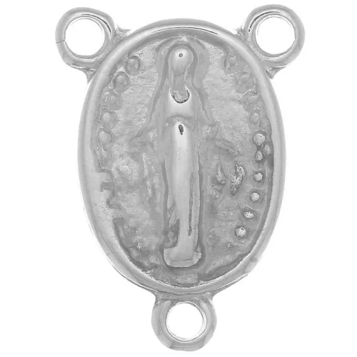 Entrepieza Vírgen para rosario 18x13 mm Rodio x1