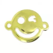 Entrepieza  Smiley solapado 19x14 mm dorado fine Gold con oro fino x1