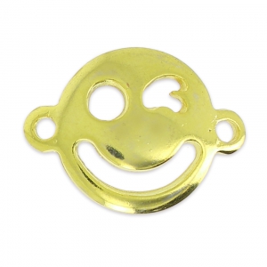 Entrepieza Smiley solapado 19x14 mm dorado fine Gold con oro fino x1
