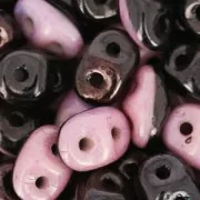 SuperDuo Duet 2,5x5 mm  Black/Opaque Light Rose Ceramic Look  x10g