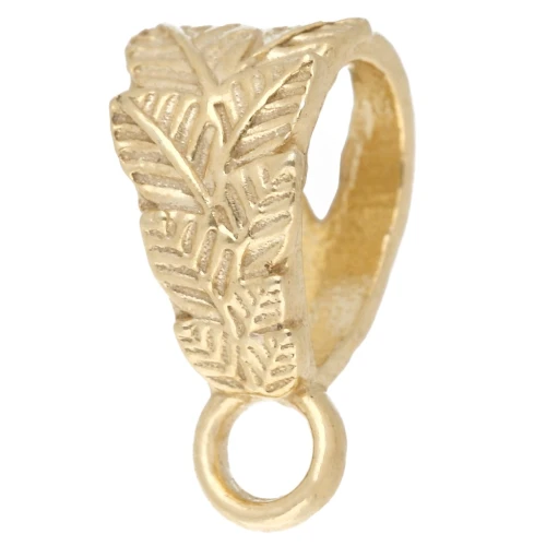 Enganche para colgante decoración hojas 12.5 mm Plata 925 dorado con oro fino x1
