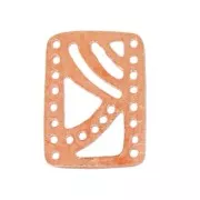 Entrepieza martillada 8 filas 21x15 mm dorado rosa satinado x1