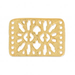 Entrepieza martillada 7 filas 18x26 mm Dorado con oro fino satinado x1
