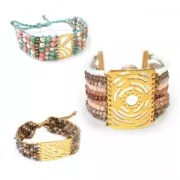 Entrepieza martillada 9 filas 28.5x38 mm dorado rose satinado x1