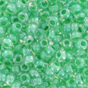 Cuentas de Rocalla Preciosa 9/0 de 2,5 mm - Cristal con interior verde x 20 g