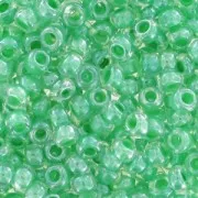 Cuentas de Rocalla Preciosa 9/0 de 2,5 mm - Cristal con interior verde x 20 g