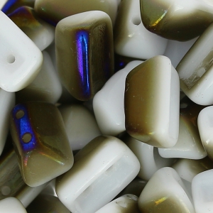 Cuentas de vidrio Roofy Beads 5x8 mm Opaco White Azuro x25