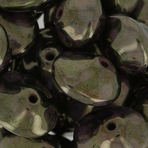 Cuentas de vidrio Ufo Beads 7x11 mm Jet Luster Rose Gold Topaz x20