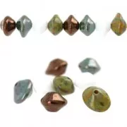 Cuentas de vidrio Ufo Beads 7x11 mm Jet Luster Rose Gold Topaz x20