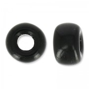 Cuentas con agujero grande - Pony Beads 9 mm - Preciosa - Azabache x15