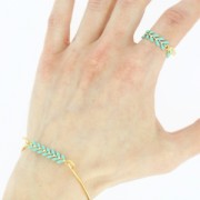 Cadena en espiga de resina epoxi 6,3 mm Coral Fluo Dorado x 20cm