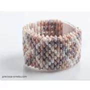 Cuentas de vidrio Preciosa Tee Beads 2x8 mm Verde oliva  Green Gold Shine x50