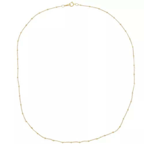 Collar con cadena de rizo y cuentas redondas alternas de 2 mm Gold filled (oro laminado) x 52cm
