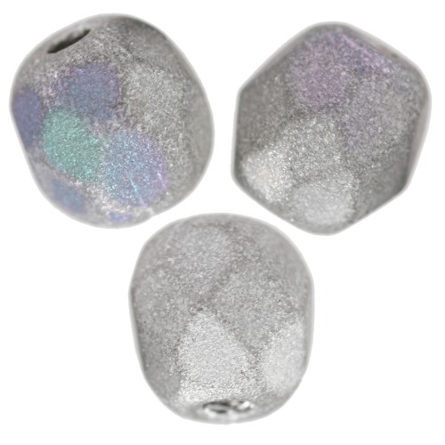 Cuentas facetadas 4 mm Glittery Mat Silver x50