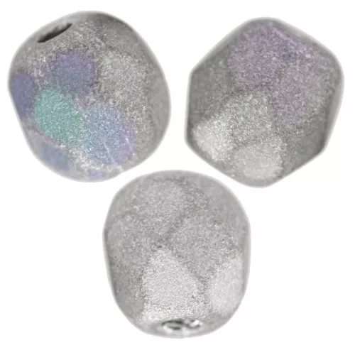 Cuentas facetadas 4 mm Glittery Mat Silver x50