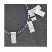 Colgante plano a personalizar 23.6x10 mm para cordón de 3.5 mm plateada