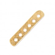 Entrepieza 6 filas martillada 19x4 mm Dorado con oro fino satinado x1|raw }}