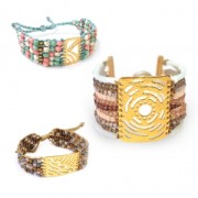 Entrepieza martillada 9 filas 21x37.5 mm dorado rose satinado x1