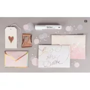 Surtido de 6 Papel Transfer Metalico Hoja Paper Poetry Dorado Rose