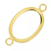 Entrepieza engaste para cabuchón fondo plano 18x13 mm dorado con oro fino x1