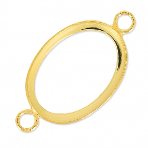Entrepieza engaste para cabuchón fondo plano 18x13 mm dorado con oro fino x1