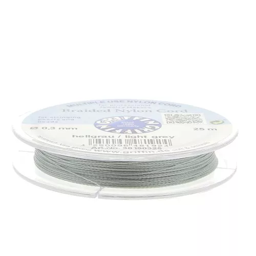 Hilo nylon trenzado europeo Griffin 0.3 mm Light Grey x25m