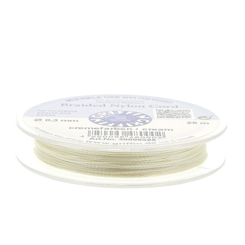 Hilo nylon trenzado europeo Griffin 0.3 mm Cream x25m