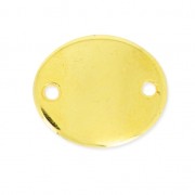 Entrepieza ovalado martillada 2 agujeros 11 mm Dorado con oro fino x1