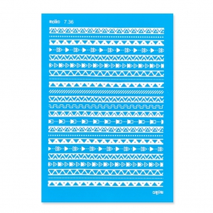 Silk Screen Moiko 74x105 mm - Motivo frisos triangles aztèques 7.36
