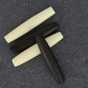 cuentas con forma de oliva hair pipe de hueso 36x6 mm Negro x5