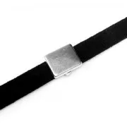 Cuenta pasador slider rectángulo para cordón 5 mm Chapado Plateado envejecido x1