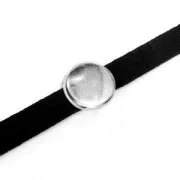 Cuenta pasador slider redondo para cordón 5 mm Chapado Plateado envejecido x1