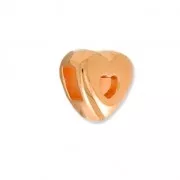 Cuenta pasador slider corazón para cordón 3 mm dorado rosa x1