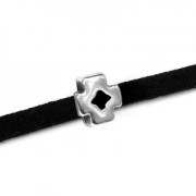 Cuenta pasador slider cruz para cordón 3 mm Chapado Plateado envejecido x1