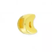 Cuenta pasador slider media luna para cordón 3 mm Dorado con oro fin x1