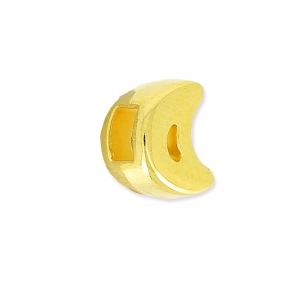 Cuenta pasador slider media luna para cordón 3 mm Dorado con oro fin x1