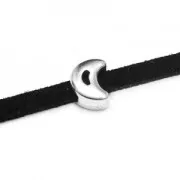 Cuenta pasador slider media luna para cordón 3 mm Dorado con oro fin x1