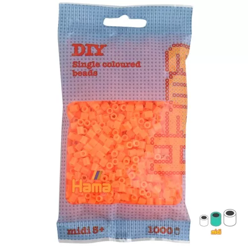 Cuentas Hama Beads MIDI 5 mm Naranja Fluorescente (n°38) x1000