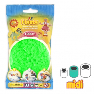Cuentas Hama Beads MIDI 5 mm Verde Fluorescente (n°37) x1000