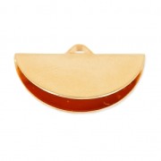 Embout pince media luna 19.5x11.5 mm dorado con oro fino rosa x1