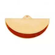 Embout pince media luna 19.5x11.5 mm dorado con oro fino rosa x1