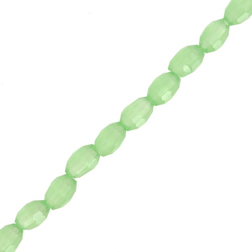 Perlas de cristal grano de arroz faceteadas 6x4 mm Liquen x 40cm