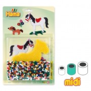 Kit caballo y perrito en cuentas Hama MIDI 5 mm para niños|raw }}