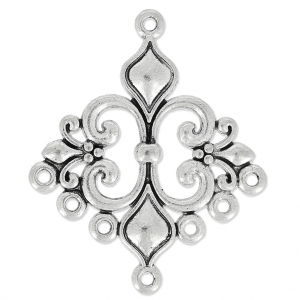 Candelabre diseño flor de Lys 7 anillos 35 mm plateado envejecido x1